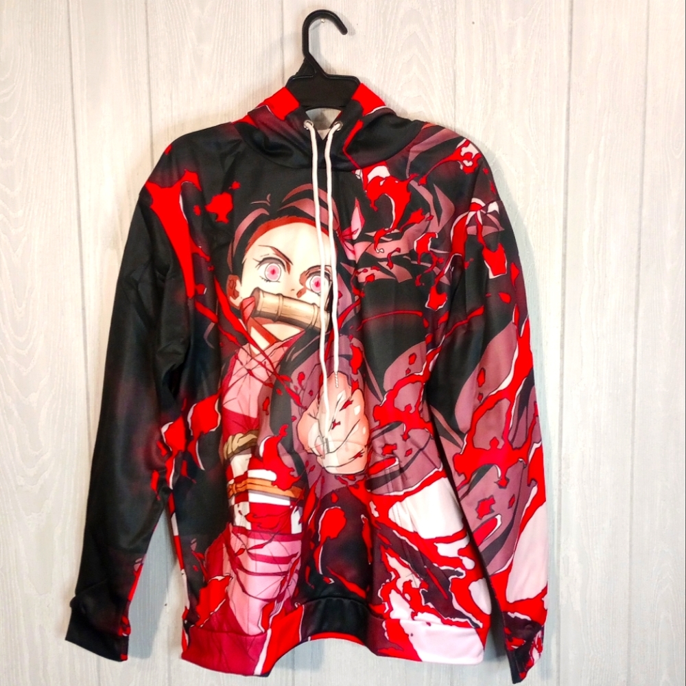 Demon Slayer Hoodie Anime Nezuko Zenitsu Tanjirou Pullover Hooded Sweatshirt